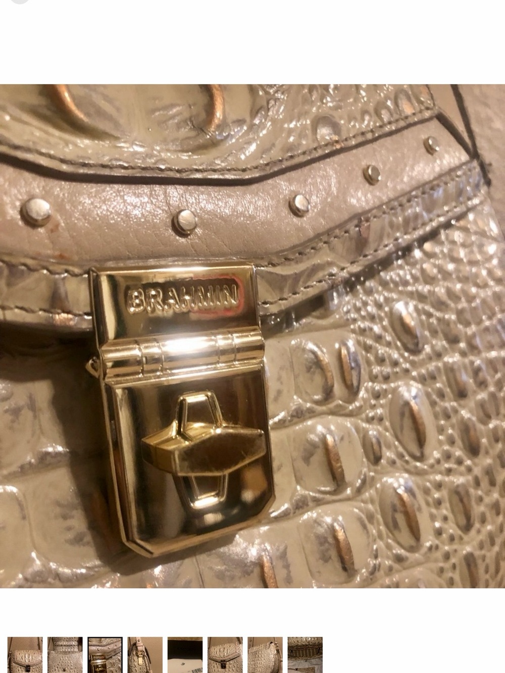 Brahmin Lizzie Croc-Embossed Crossbody - Silver Birch Birchside - Picture 4 of 7